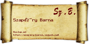 Szapáry Barna névjegykártya