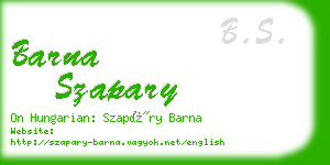 barna szapary business card